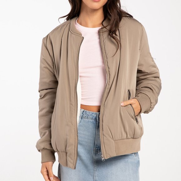 RSQ Jackets & Blazers - RSQ Womens Taupe Bomber Jacket /NWT/XL